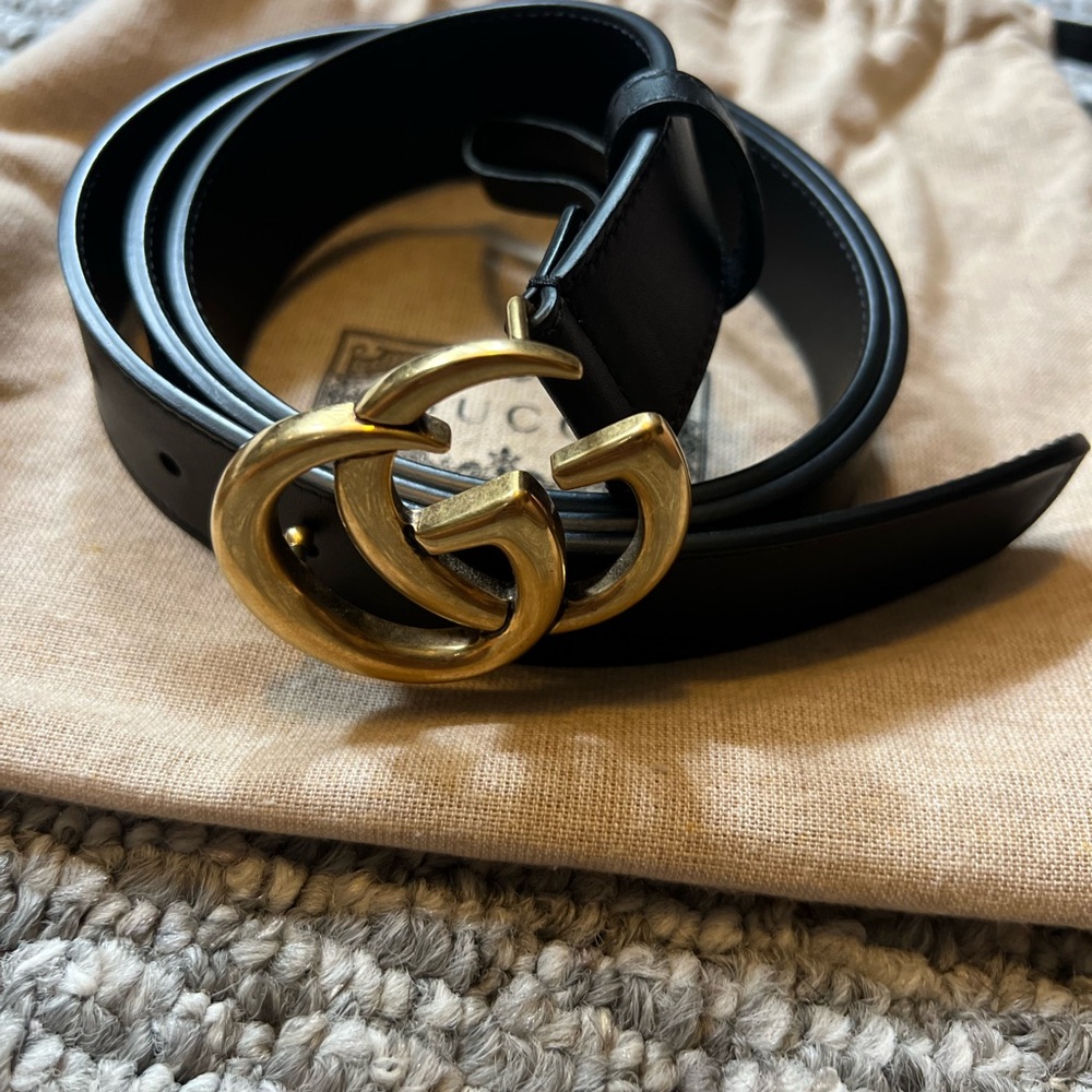Gucci Black Belt with Gold Accent